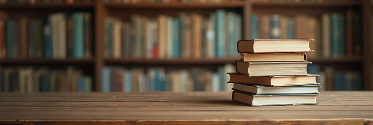 Stacked books on a table